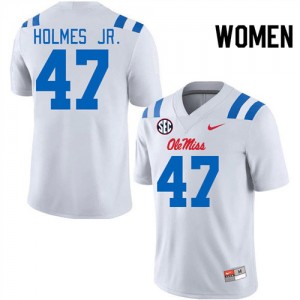 Women DeeJay Holmes Jr. White Ole Miss Rebels #47 High School Jerseys 483675-283