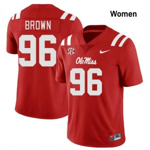 Women Jamarious Brown Red Ole Mississippi #96 University Jerseys 194972-404