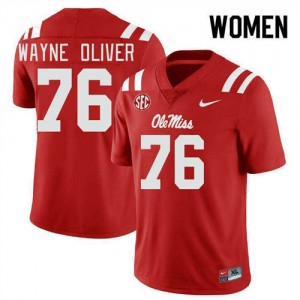 Women John Wayne Oliver Red Ole Mississippi #76 Player Jerseys 792182-721