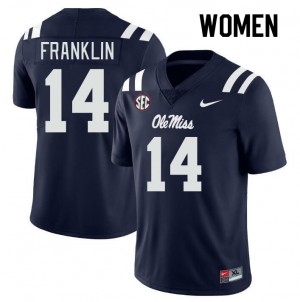 Women Kam Franklin Navy Rebels #14 Embroidery Jersey 154154-768