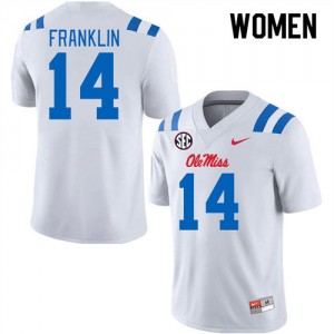 Women Kam Franklin White Ole Mississippi #14 Stitched Jersey 919261-958