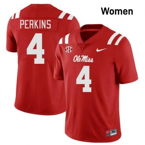 Women Suntarine Perkins Red University of Mississippi #4 NCAA Jerseys 207605-564