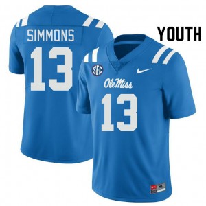 Youth Austin Simmons Powder Blue Ole Miss #13 Game Jerseys 240186-142