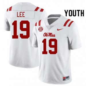 Youth Cayden Lee White Ole Miss Rebels #19 University Jersey 862788-441