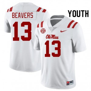 Youth Cedrick Beavers White Ole Miss #13 High School Jerseys 377210-278