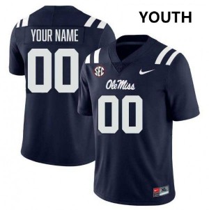 Youth Custom Navy Ole Miss Rebels #00 Game Jersey 235410-772