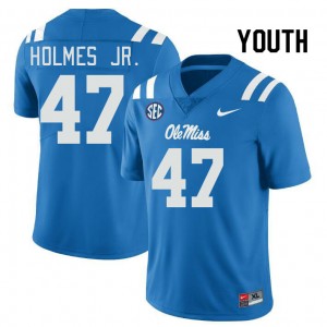 Youth DeeJay Holmes Jr. Powder Blue Mississippi #47 University Jerseys 381176-574