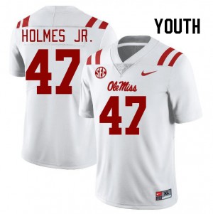 Youth DeeJay Holmes Jr. White Ole Miss Rebels #47 High School Jerseys 758121-840