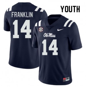 Youth Kam Franklin Navy Ole Mississippi Rebels #14 High School Jersey 201754-216