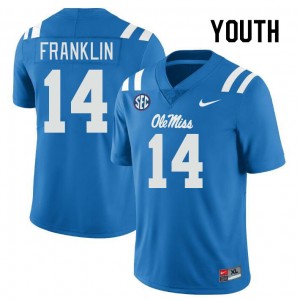 Youth Kam Franklin Powder Blue University of Mississippi #14 NCAA Jerseys 901112-418