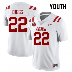 Youth Logan Diggs White University of Mississippi #22 High School Jerseys 536994-240