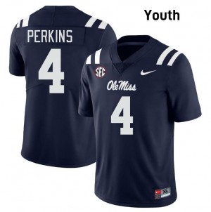 Youth Suntarine Perkins Navy Rebels #4 High School Jersey 419665-507