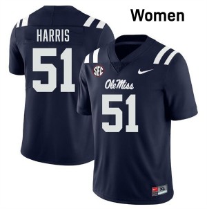 Women Zxavian Harris Navy University of Mississippi #51 High School Jersey 773722-870